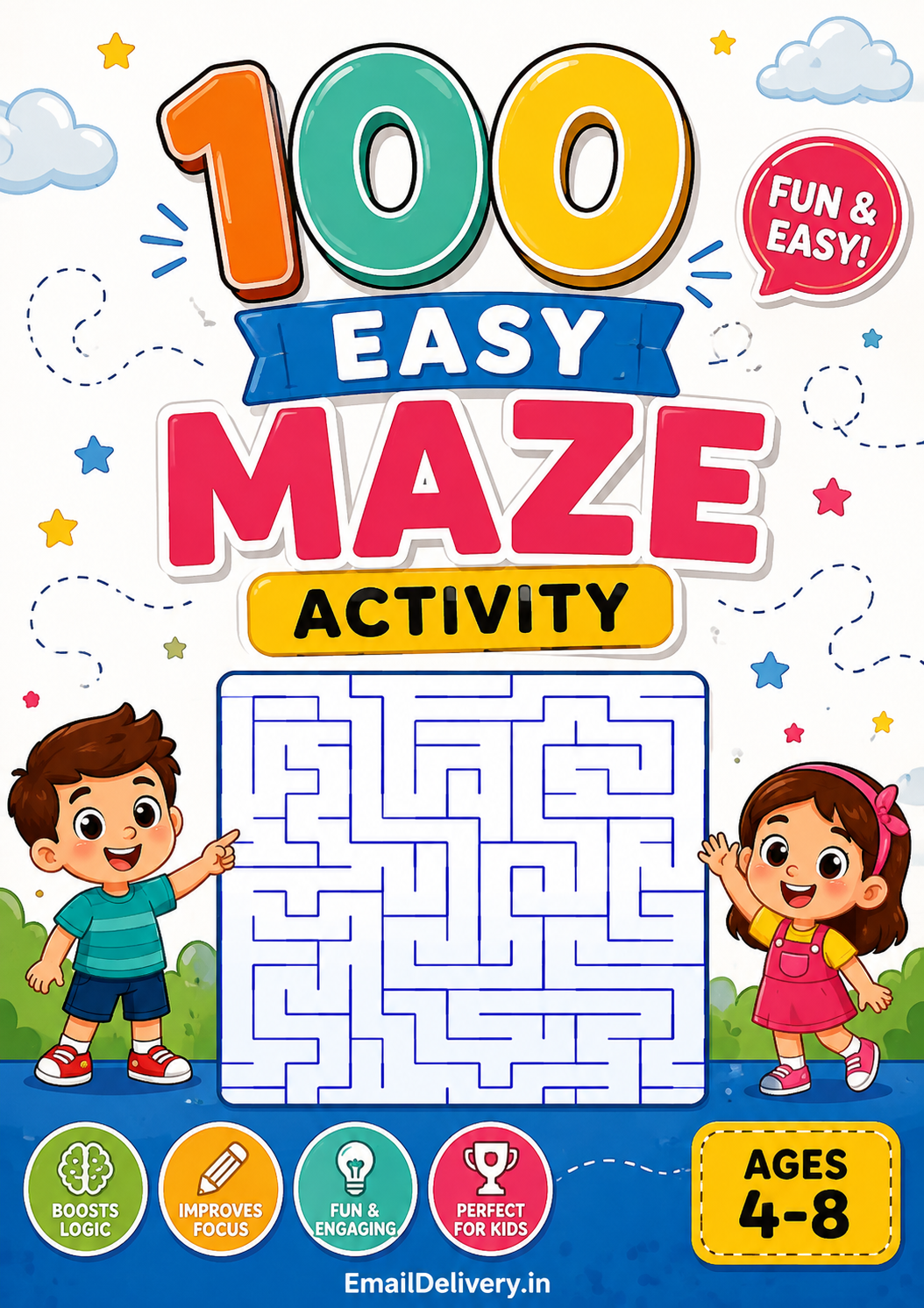 100 Easy Maze Activity for Kids – Printable PDF