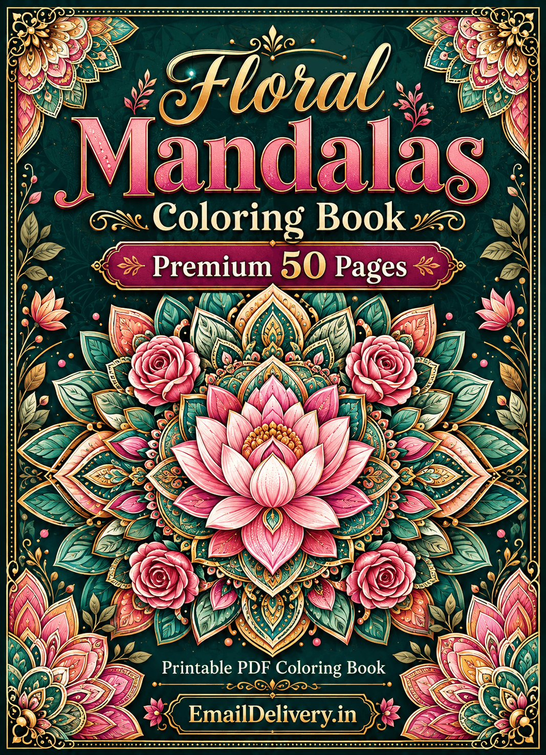 Floral Mandalas Coloring Book – 50 Premium Printable