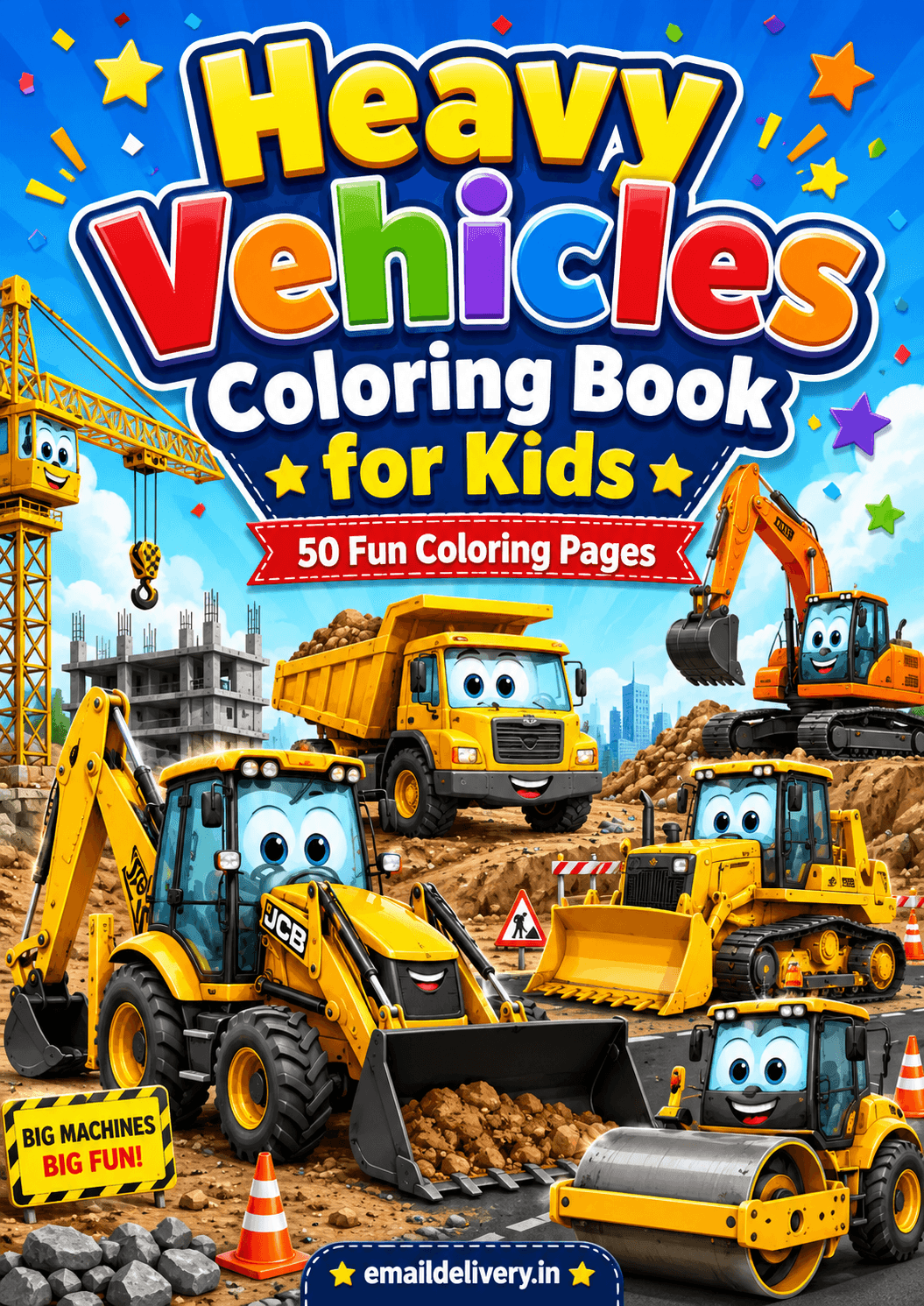 Heavy Vehicles Coloring Book for Kids