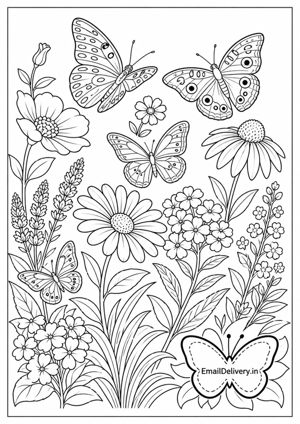 butterflies and various wildflowers