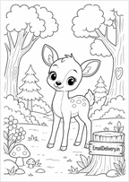 cute spotted deer standing in a forest with trees