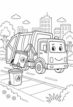  garbage truck picking up trash
