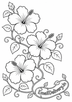 hibiscus flowers with leaves and decorative vines