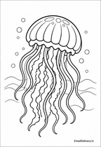 Cute Jellyfish Coloring Page for Kids Printable Ocean Activity