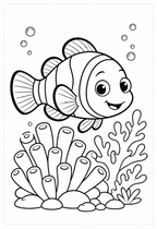 Cute Fish Coloring Page for Kids Printable Under the Sea Activity