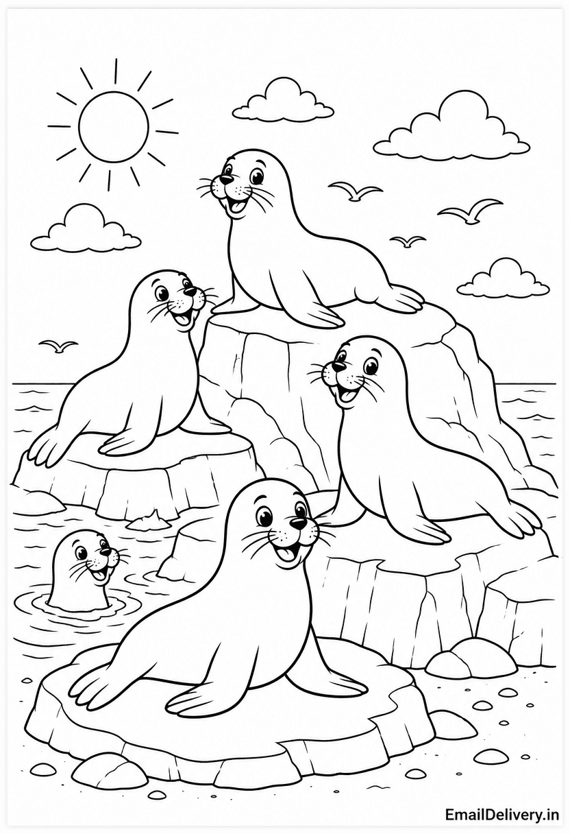 Under the Sea Animals Coloring Page for Kids Printable Activity