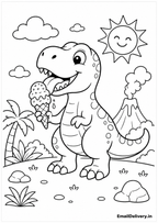 smiling T-rex holding an ice cream cone